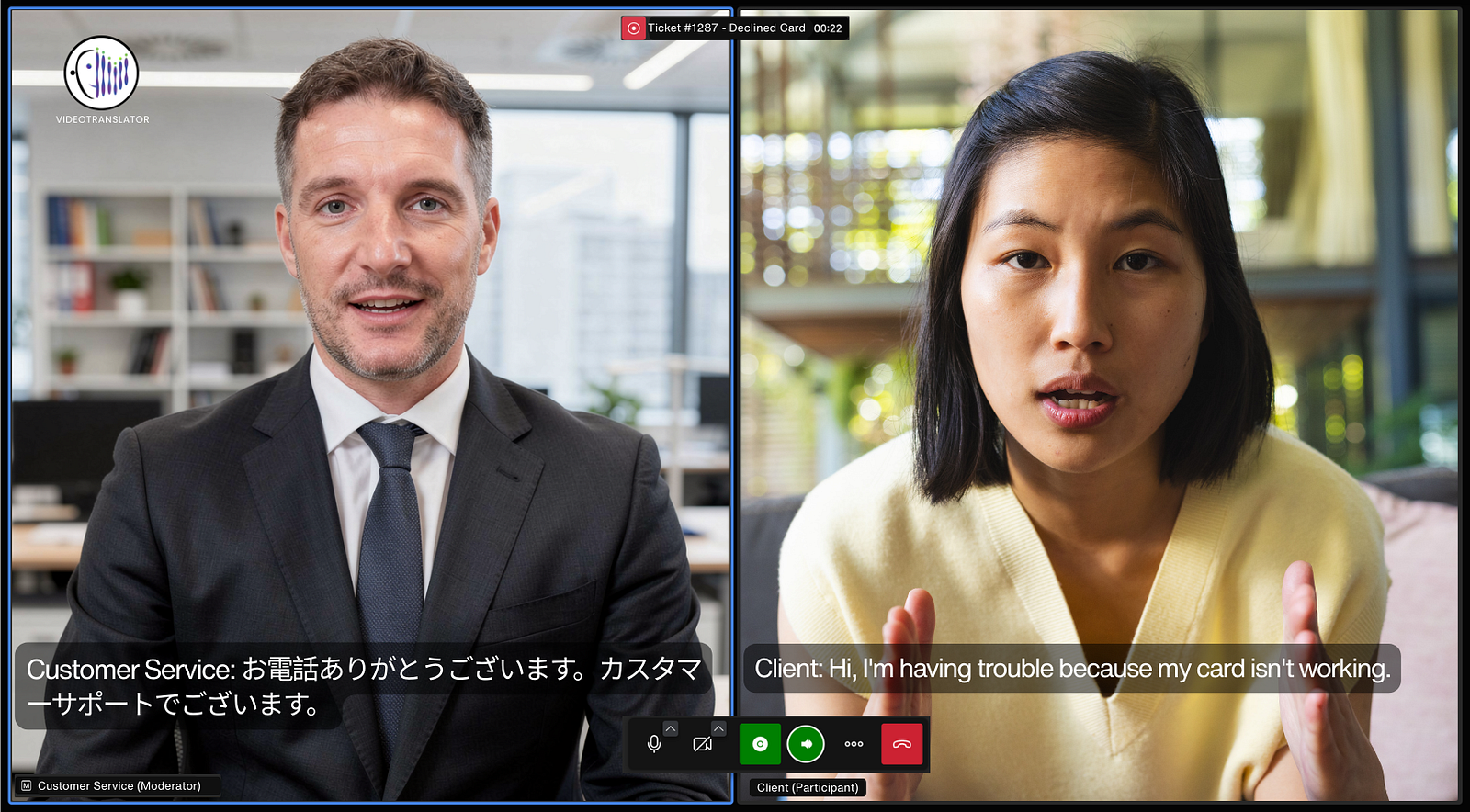 Multilingual video call by VideoTranslatorAI