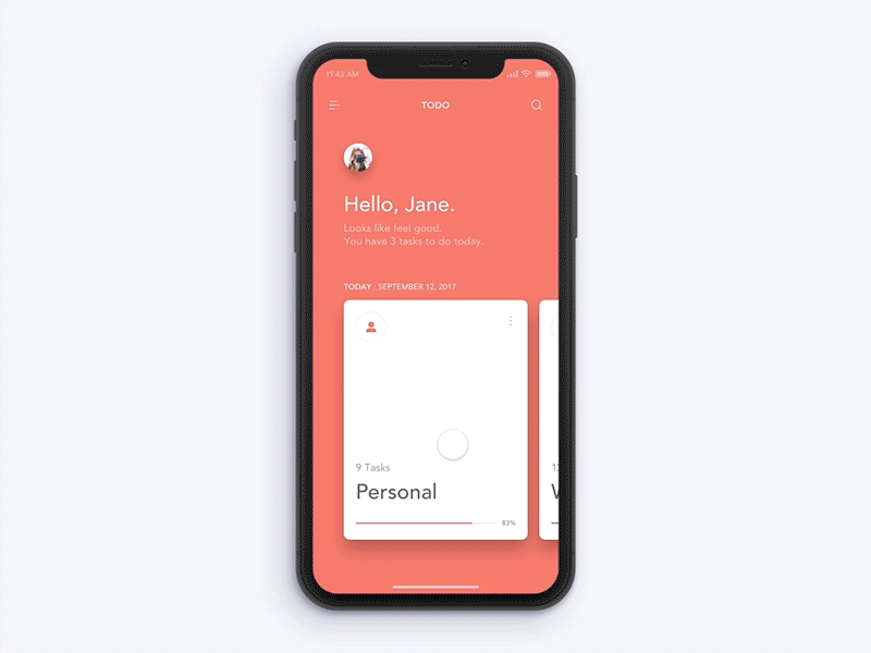 To-Do app prototype for iPhone X.