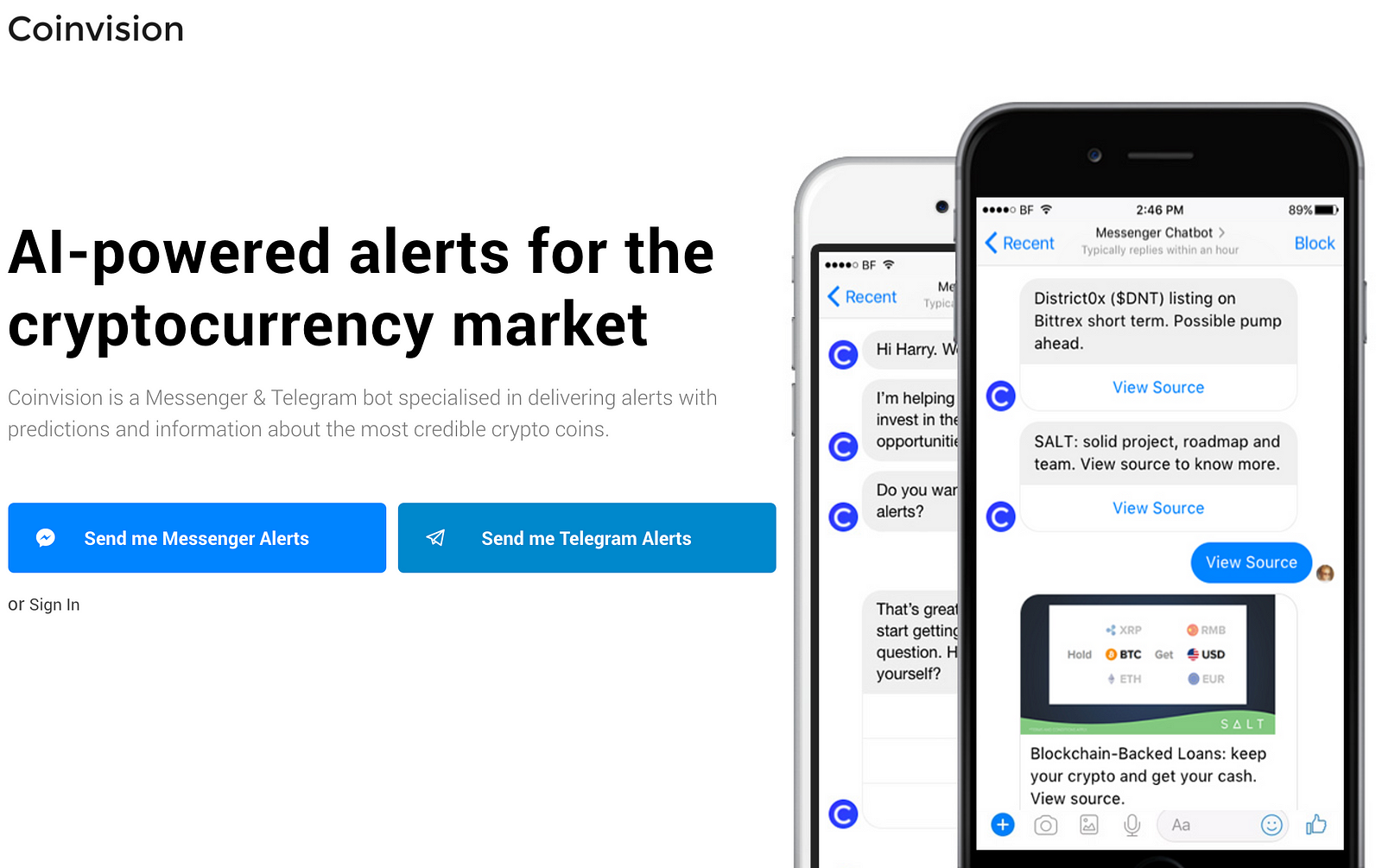 setting alerts for prices crypto