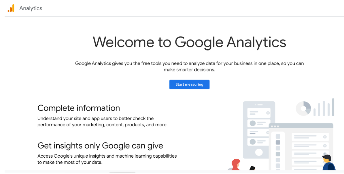 Google Analytics website main menu