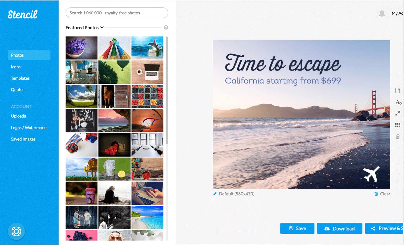 Stencil — design your social media posts with the simple drag&drop editor.