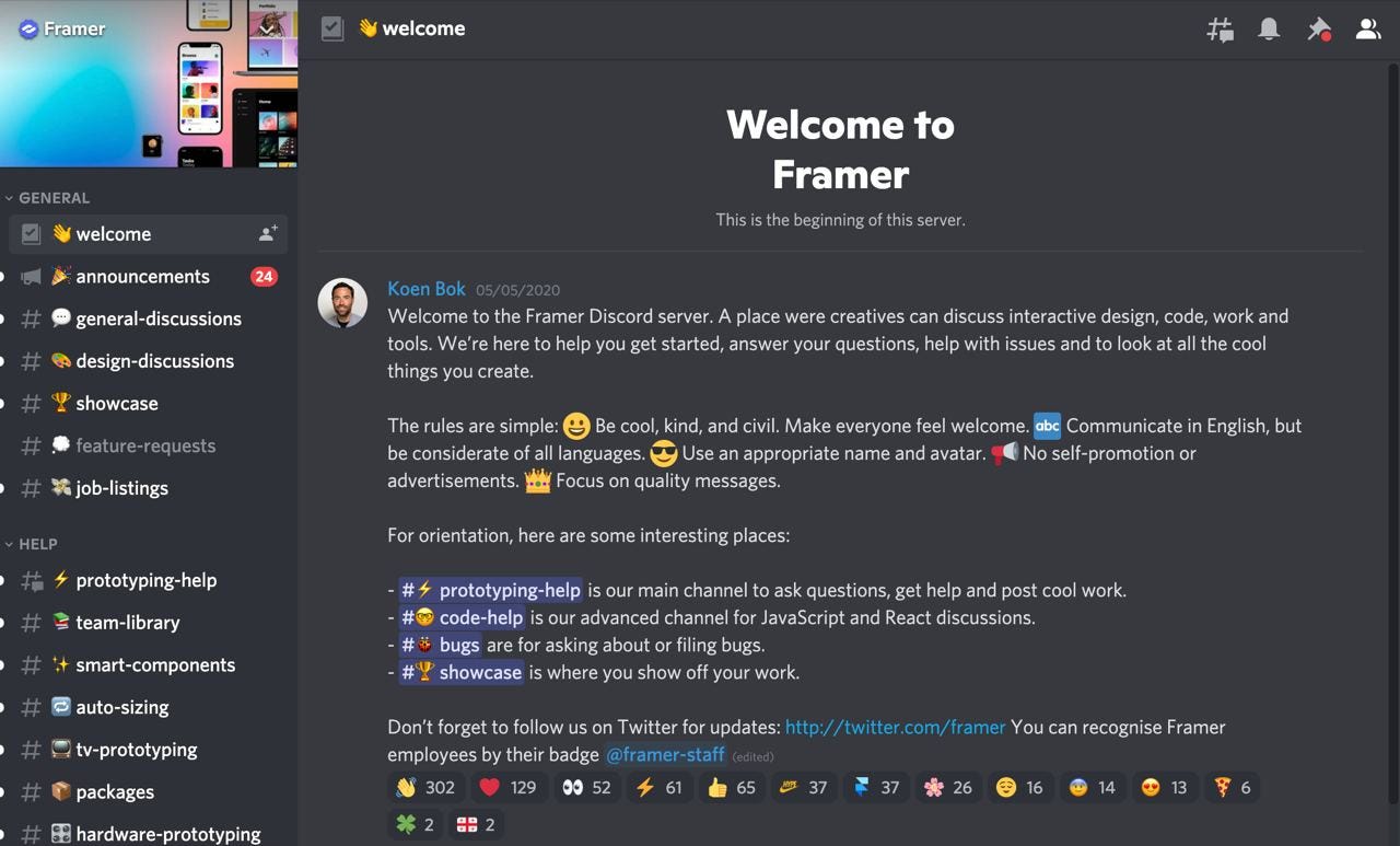 Framer Discord community