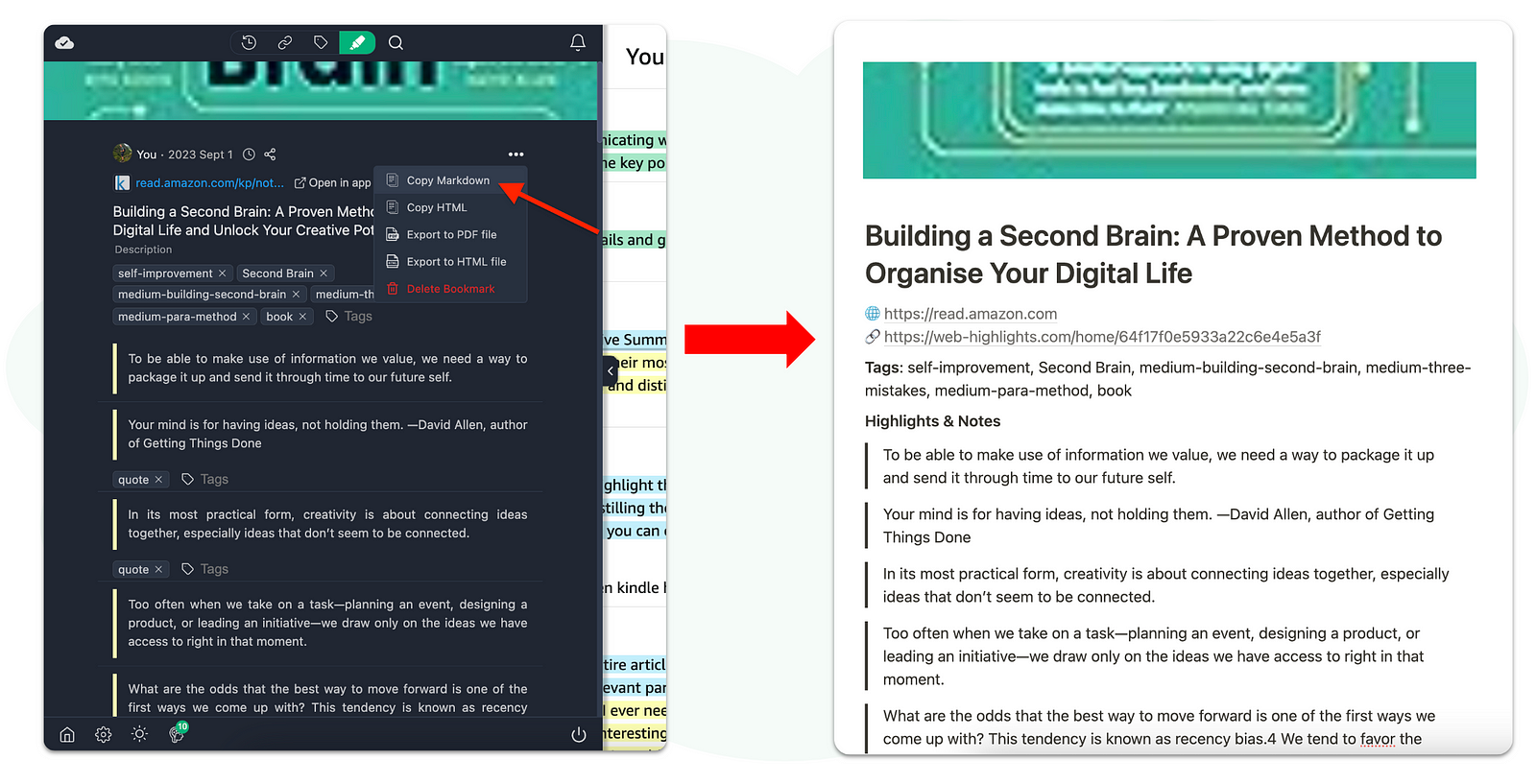 Export Kindle Highlights from Web Highlights to Notion