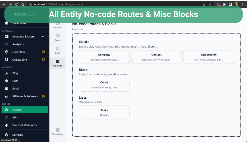 All the No-code Routes & Blocks