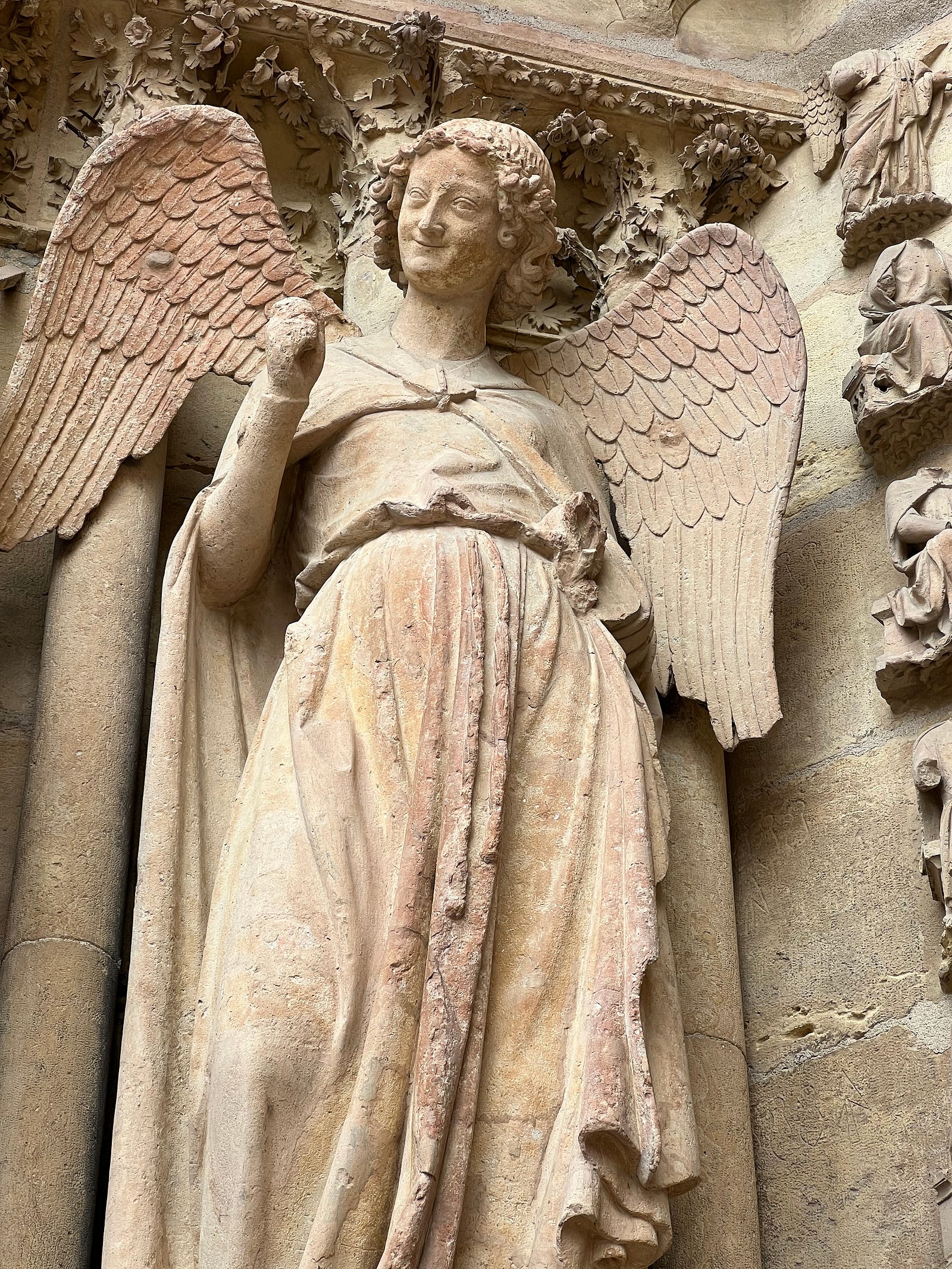 Photo of the Smiling Angel at Reims Cathedral