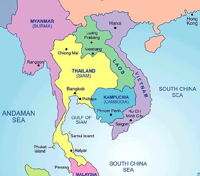 Jornada empreendedora: mapa dos arredores da Tailândia