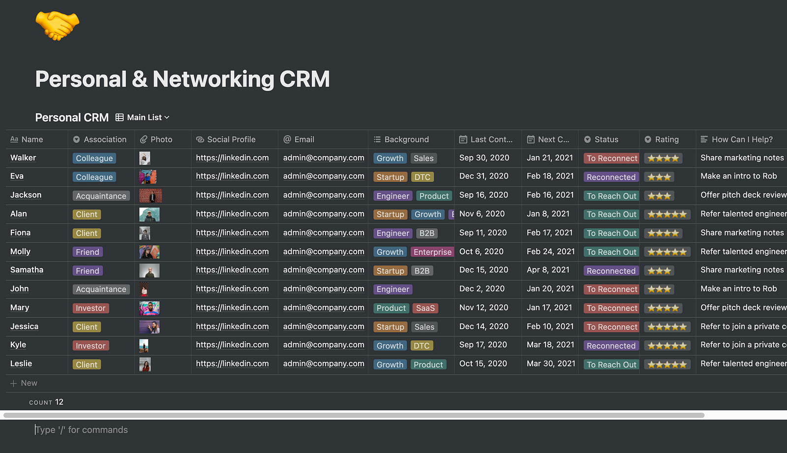 Notion CRM template How I use it to Grow My Career Prototypr