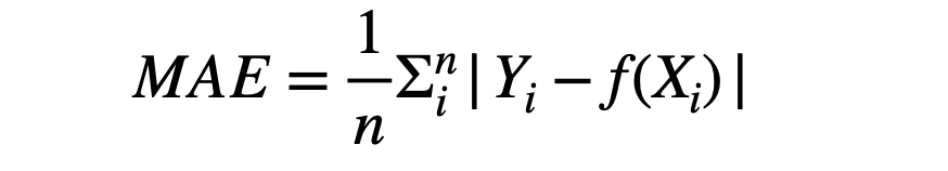 MAE loss function formula