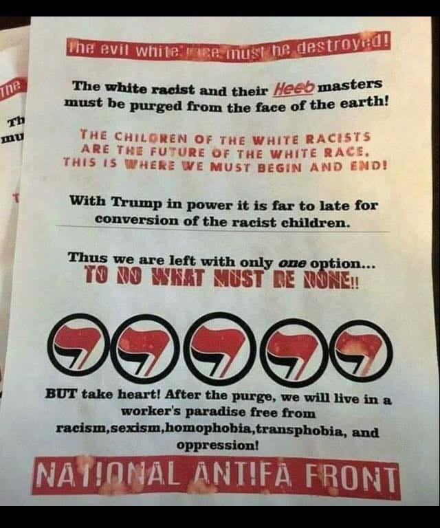 antifa loves to put up flyers and its hilarious racism flyers