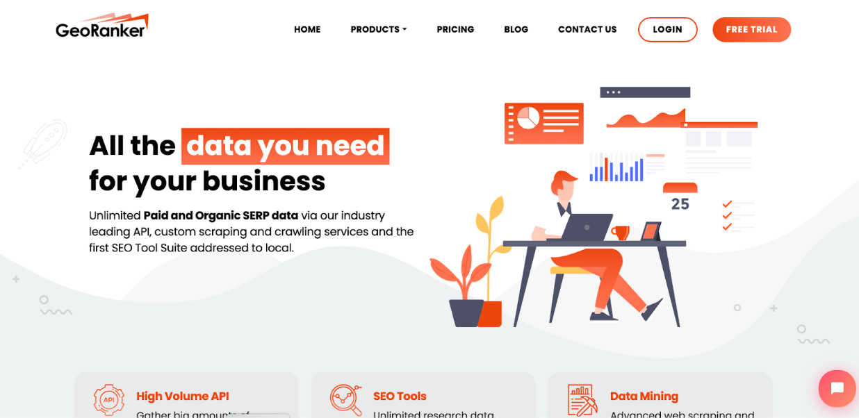 Main page of the Geo Ranker website