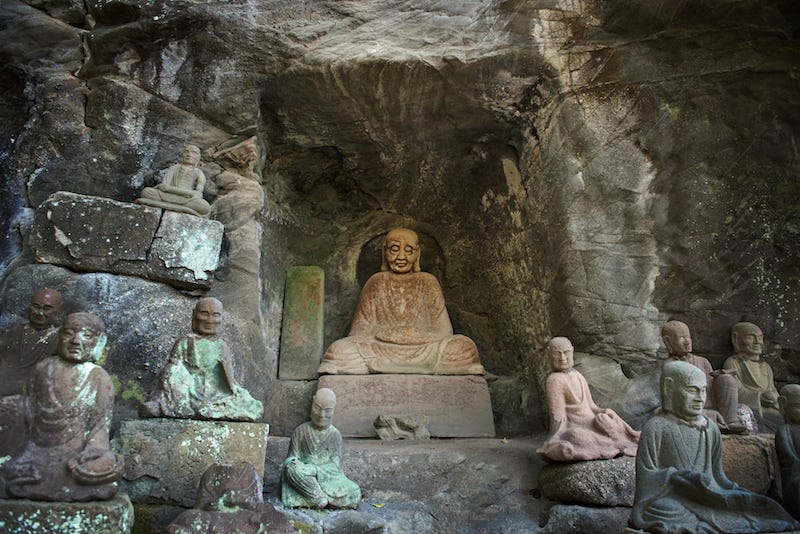 A collection of Rakan statues at Chiba Prefecture’s Nokogiriyama on the Boso Peninsula