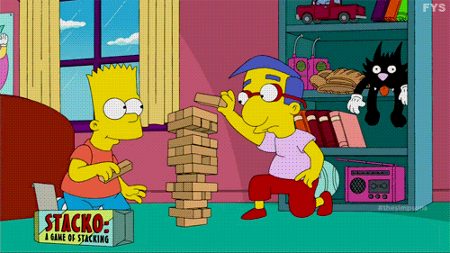 Bart Simpson and Milhouse playing Stacko