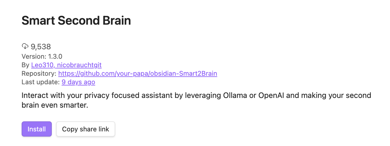 Obsidian Smart Second Brain Plugin