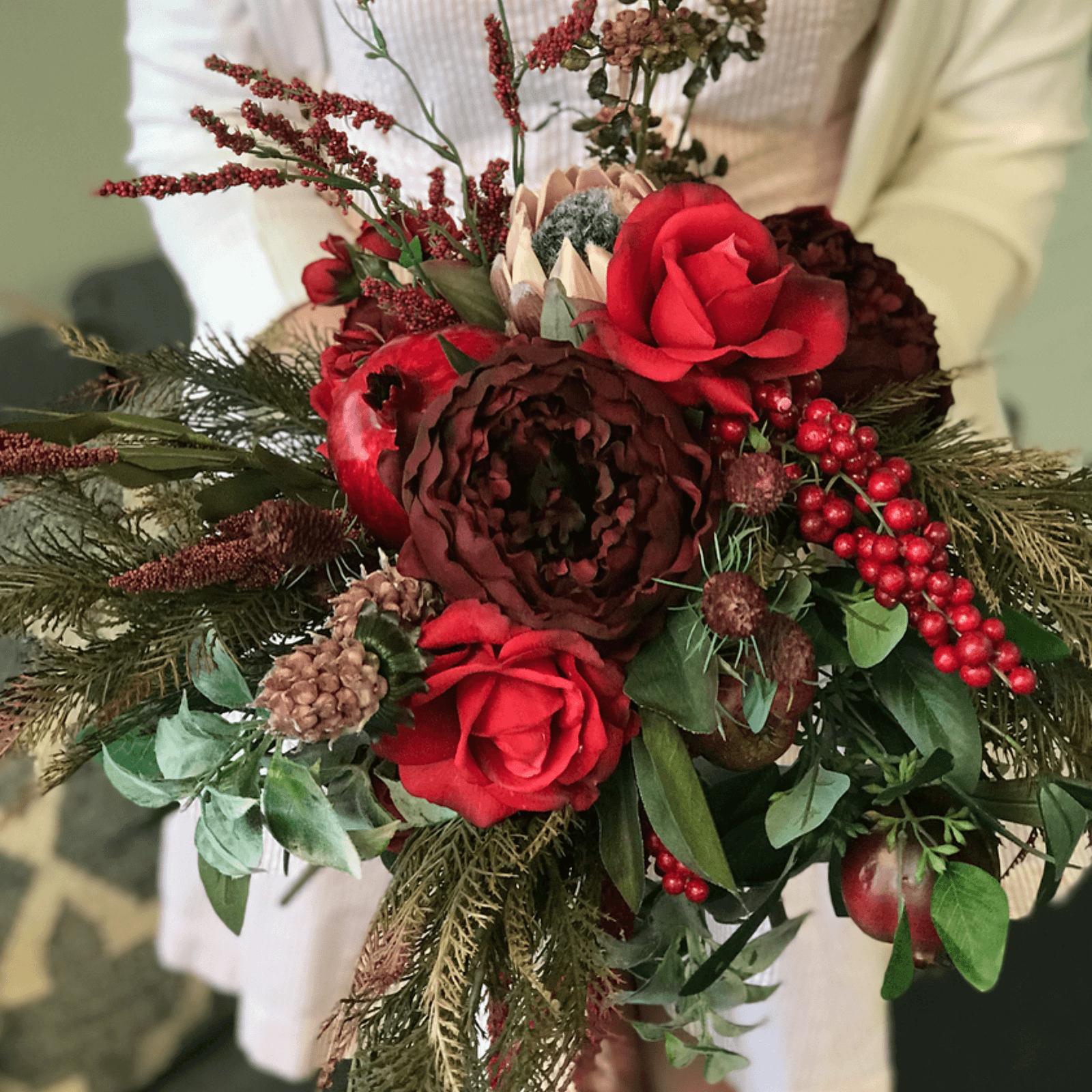 Buy Royal Red Bridal Bouquet Online Faux Real Flower Medium