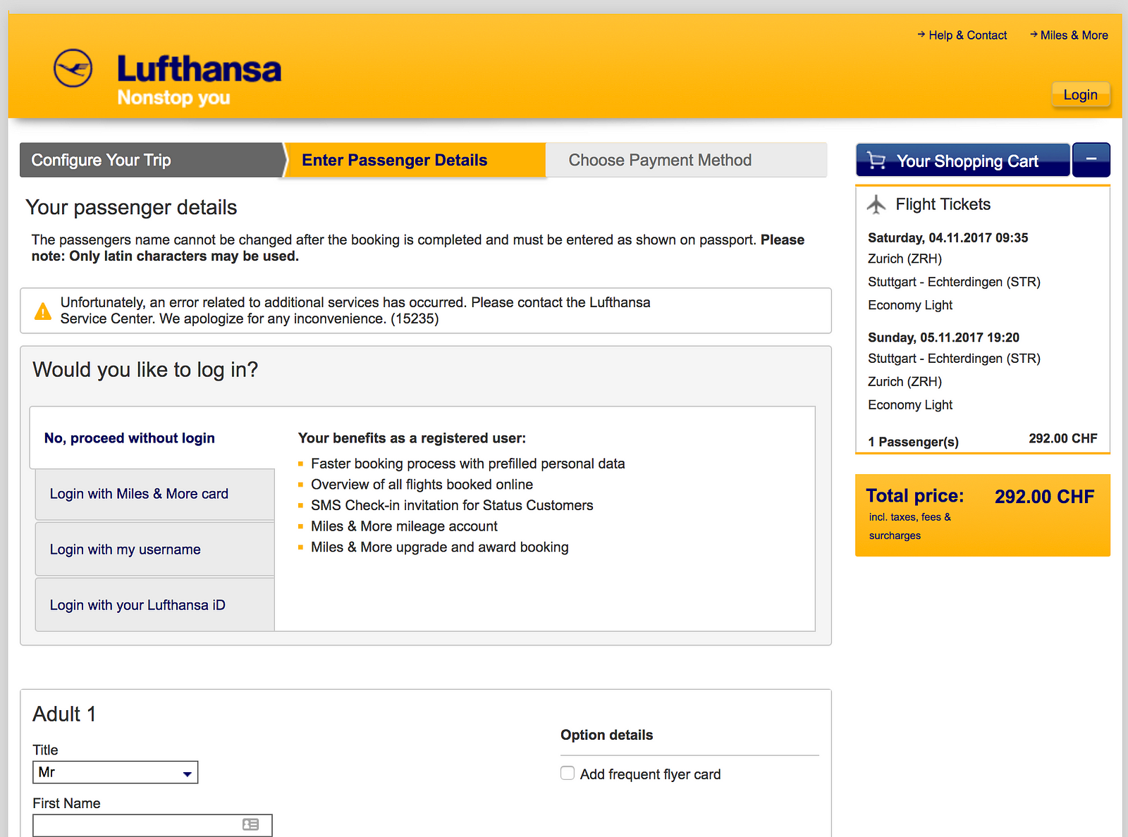 lufthansa travel id technical error