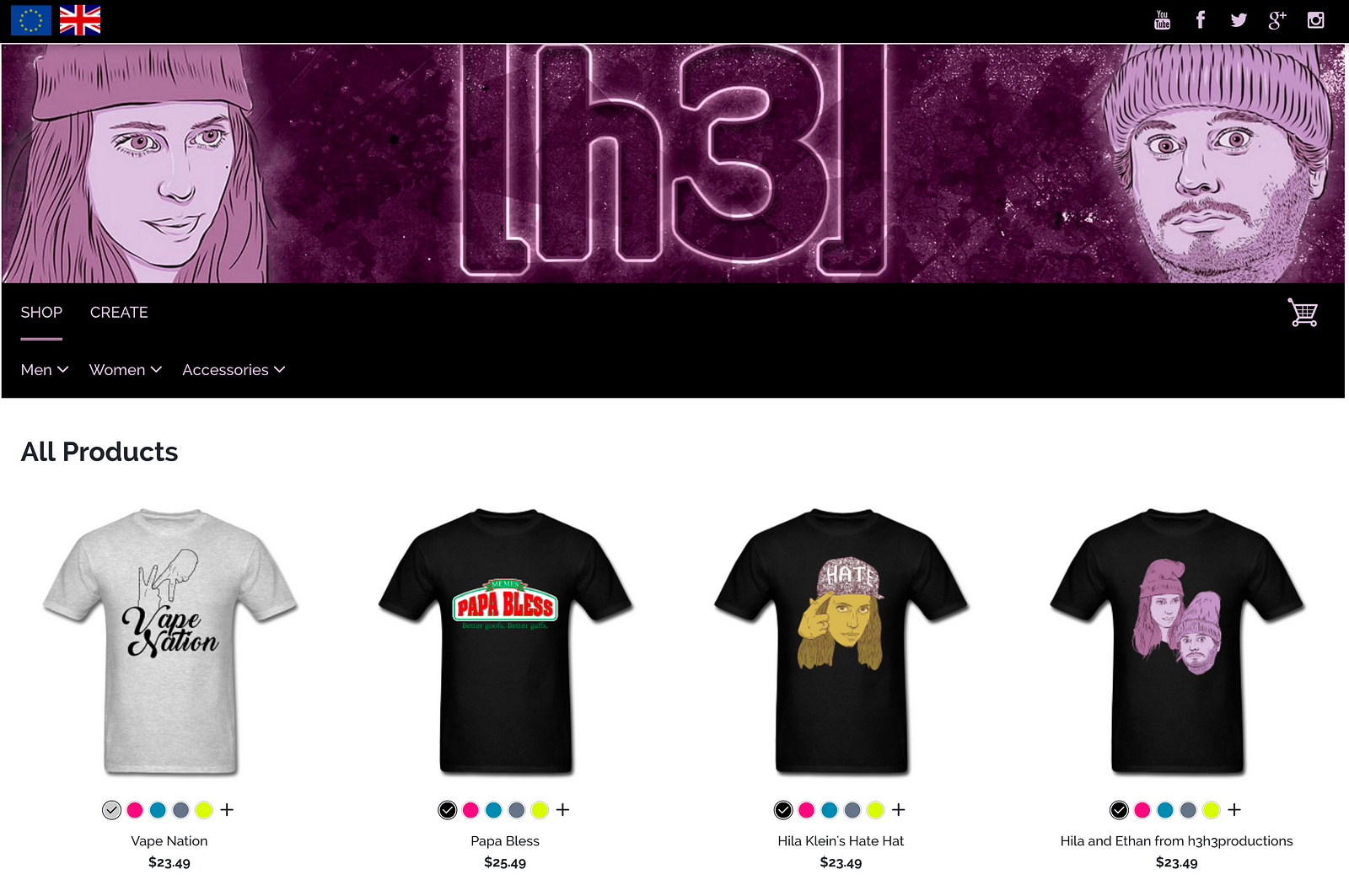 h3h3 100 shirts