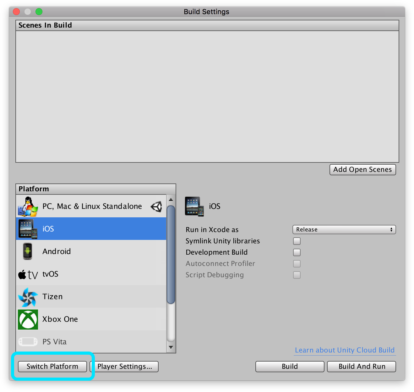 best build settings unity for mac os