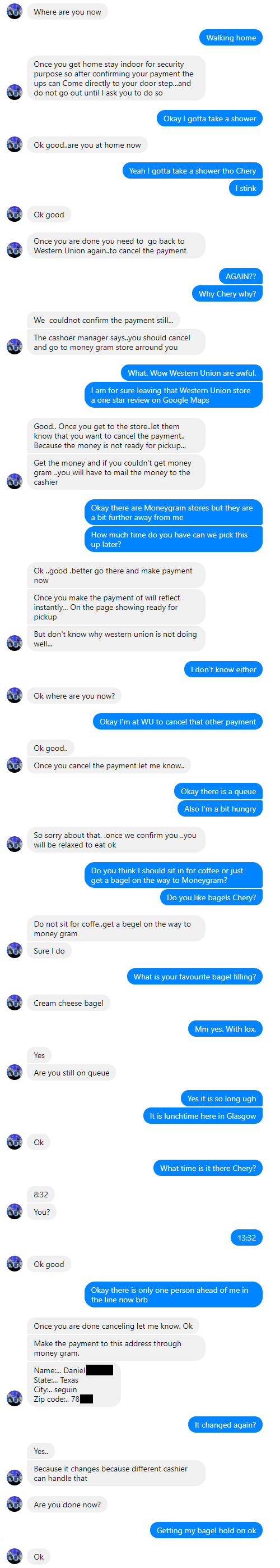 Scammers Cloned My Facebook Friend So I Wasted Two Weeks Of Their Time - from the comfort of my sofa i continue to concoct various excuses for why rosstopholous is taking so long to get to moneygram