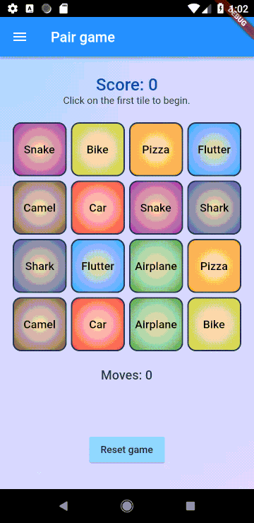 A simple pair game made with Flutter, a custom library and the tunnel ...