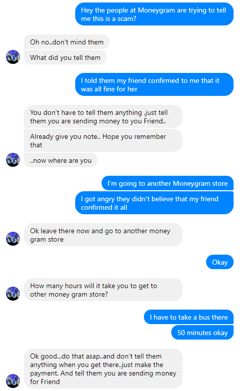 Scammers Cloned My Facebook Friend So I Wasted Two Weeks Of Their Time - after getting his bagel rosstopholous makes his way to moneygram where staff try to warn him of the scam