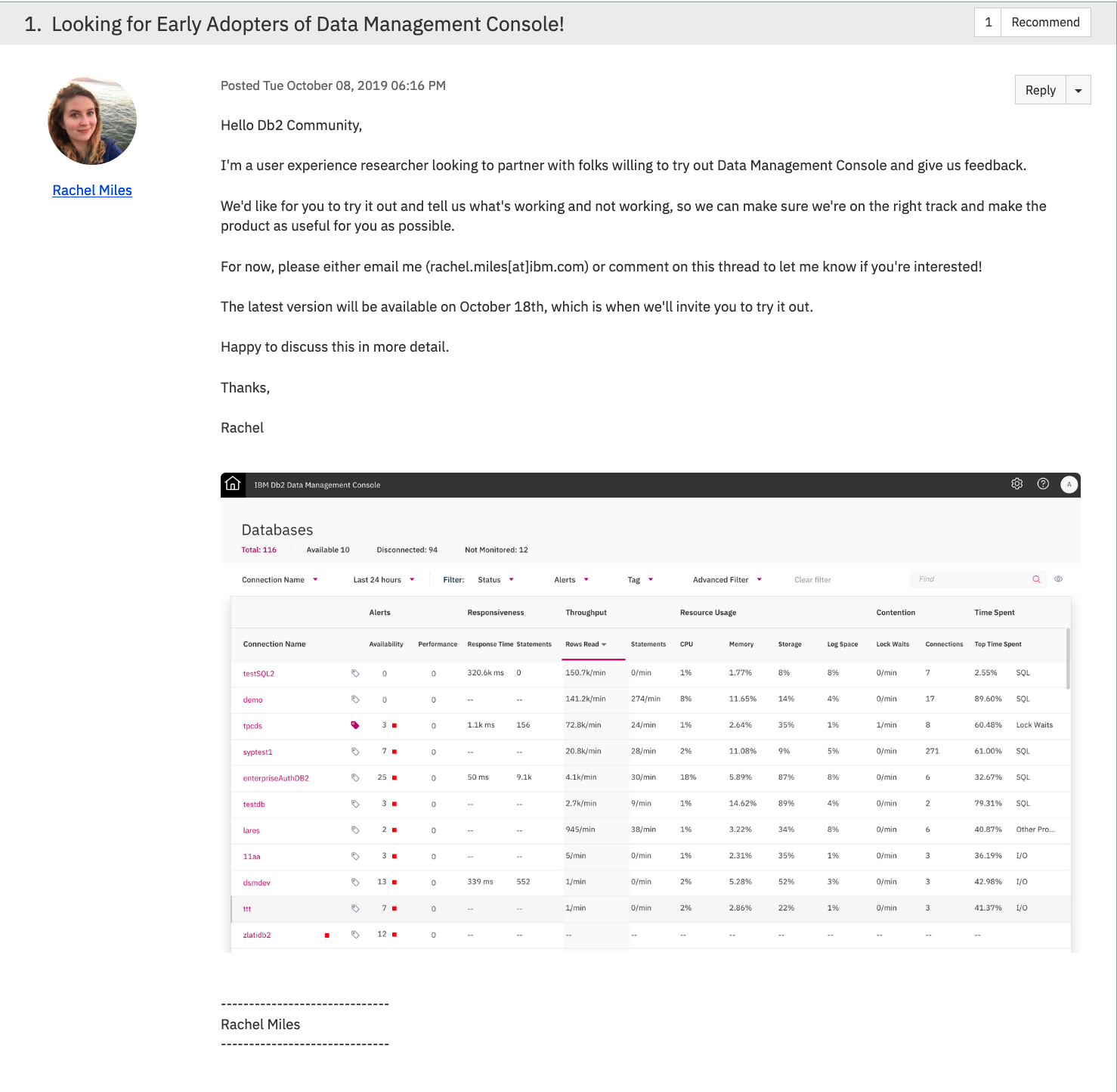 Product form example feedback post