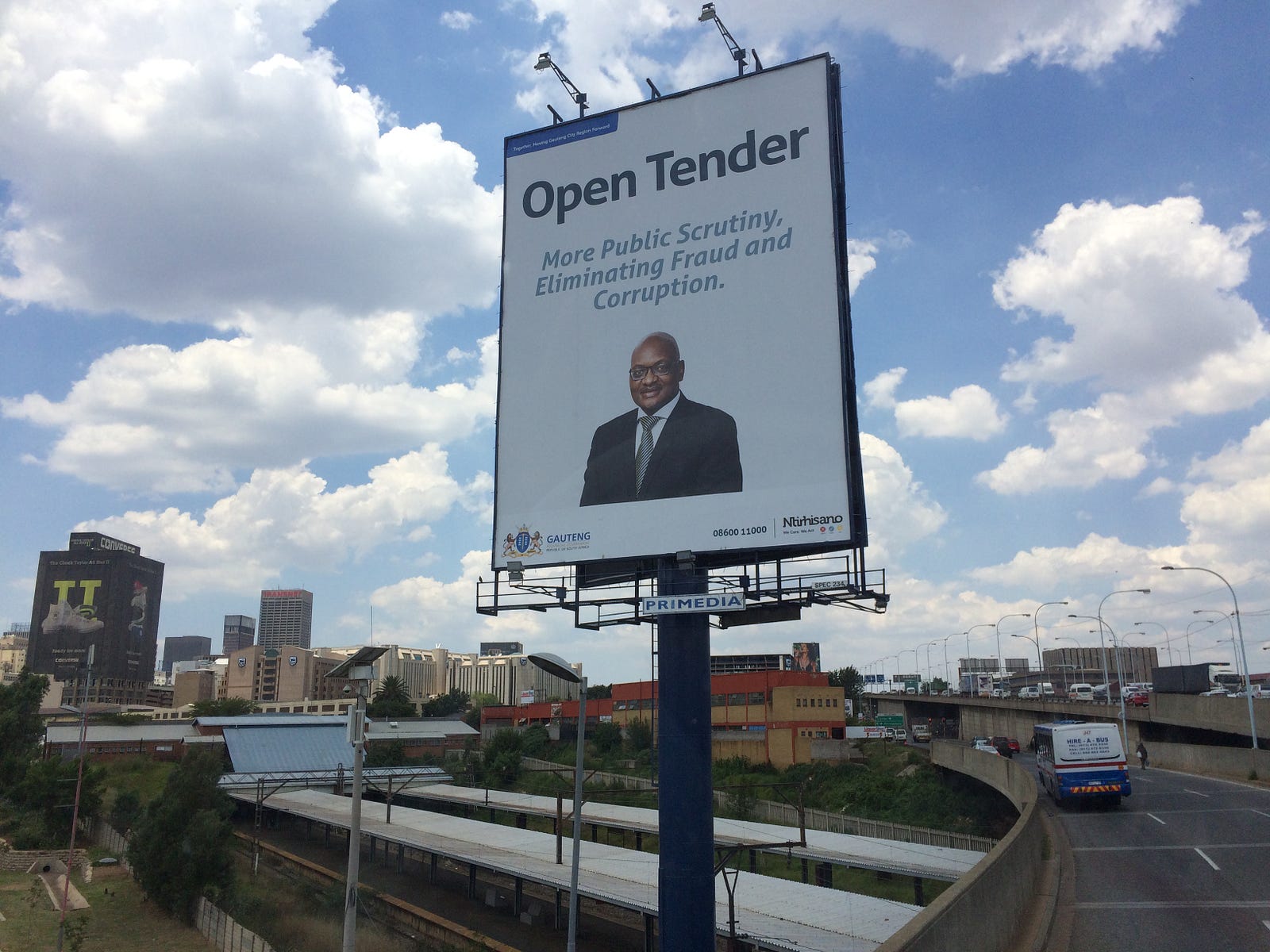 Public advertising billboard promoting transparency in government planning and procurement Johannesburg South Africa Donagh Horgan