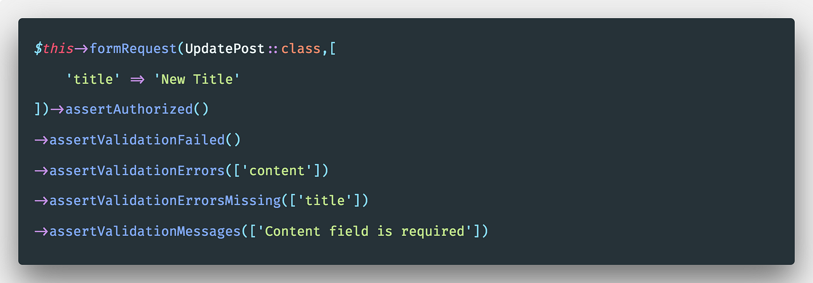 Form Request Laravel Example, Testing For Requests Using Formrequesttester Package, Form Request Laravel Example