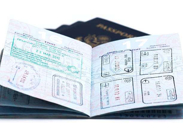 tourist passport visa pages open