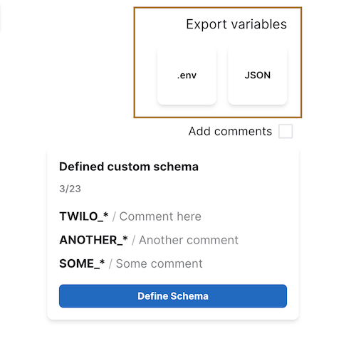 Highlighted export buttons in the Env Sorter project.