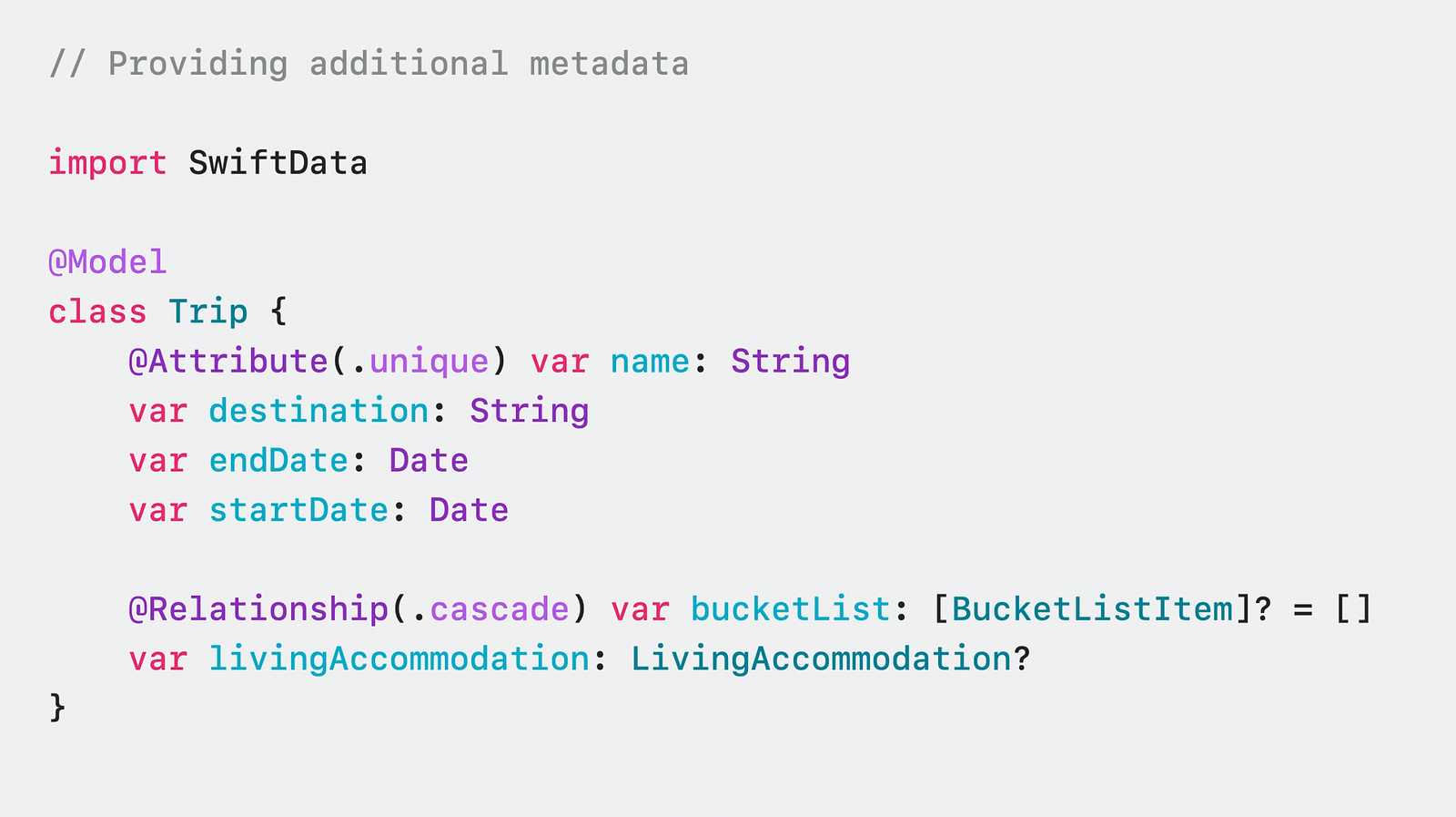 SwiftData code example