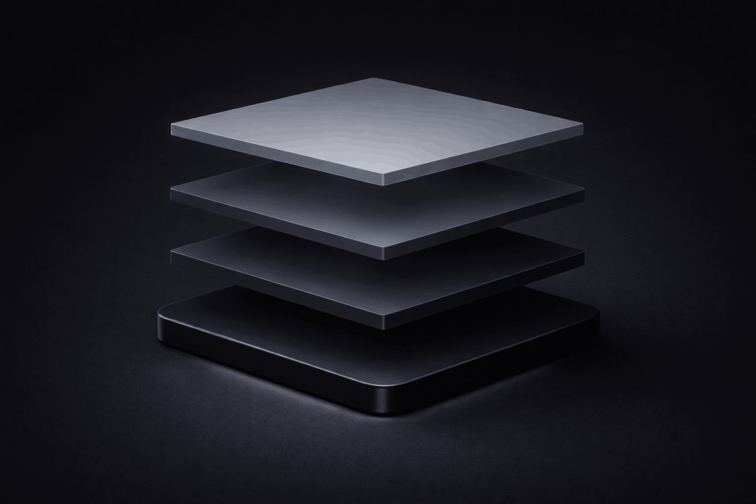Four elevation levels showing luminance-based hierarchy instead of shadows*