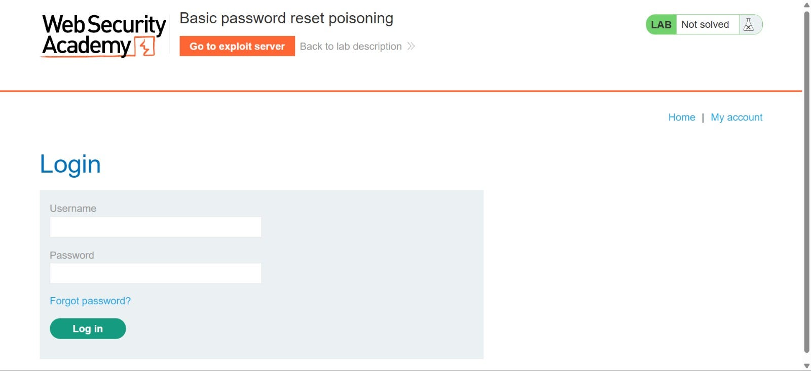 Lab: Basic password reset poisoning — PortSwigger Web Security Academy