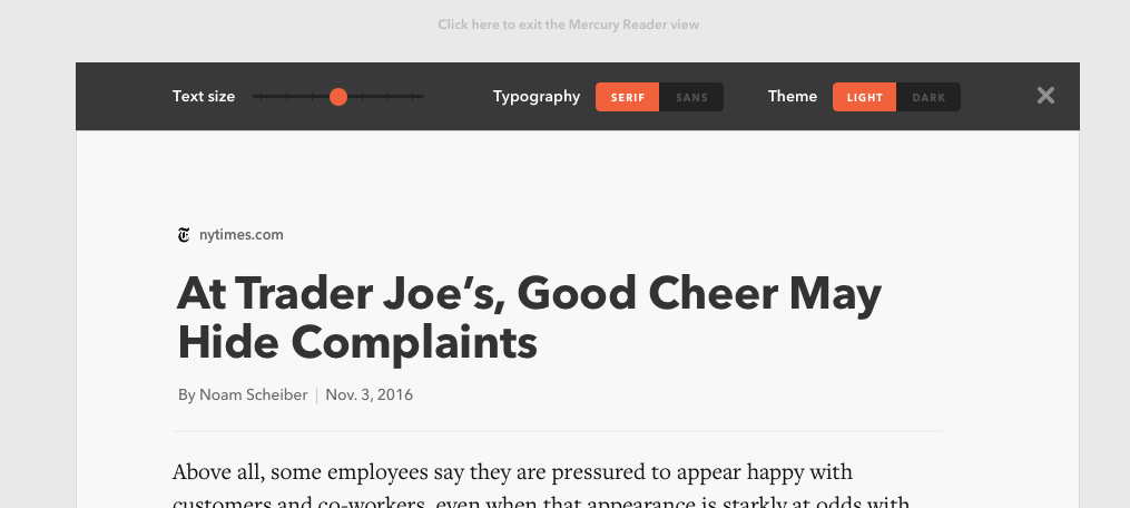 Mission to Mercury: Designing a clean reading experience for web articles
