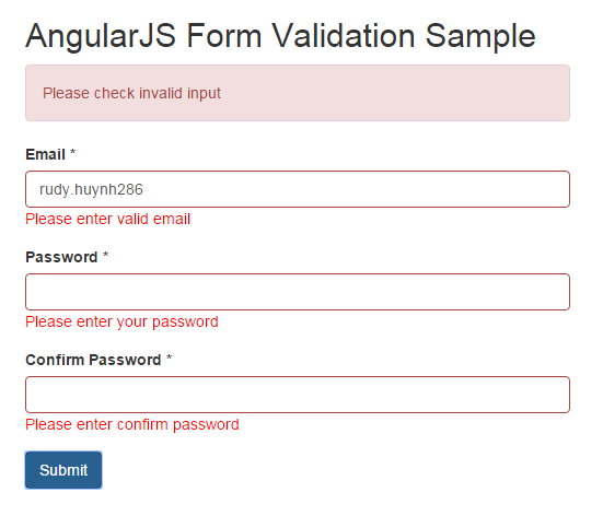 example ng-submit form How form ngMessages validation with using create to in