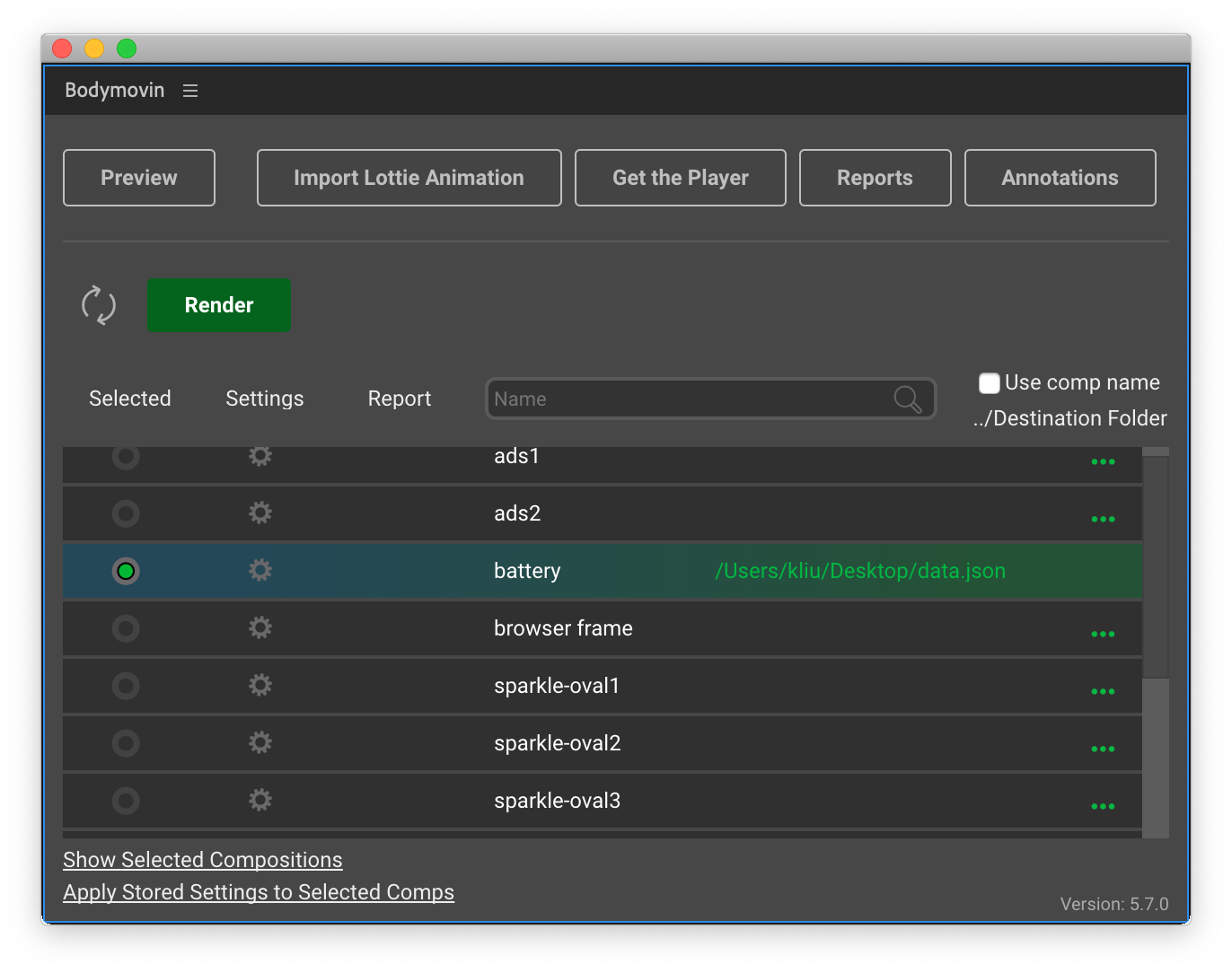 Bodymovin extension allows you to specify a save location