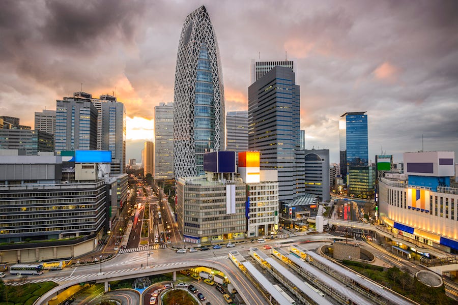 The view of Shinjuku en route to Tokyo’s VR Zone Shinjuku
