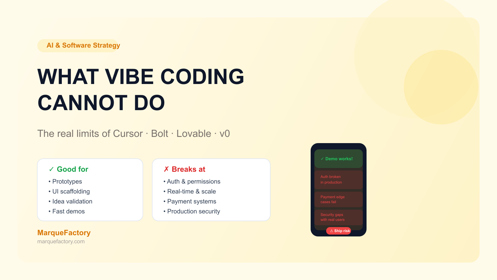 What Vibe Coding Cannot Do: The Real Limits of AI-Generated Code