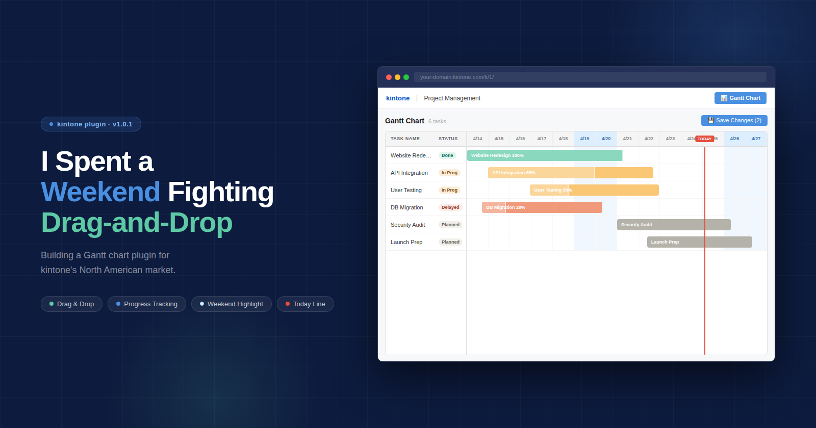Building a Gantt Chart Plugin for kintone’s North American Market — A Weekend Battle with…