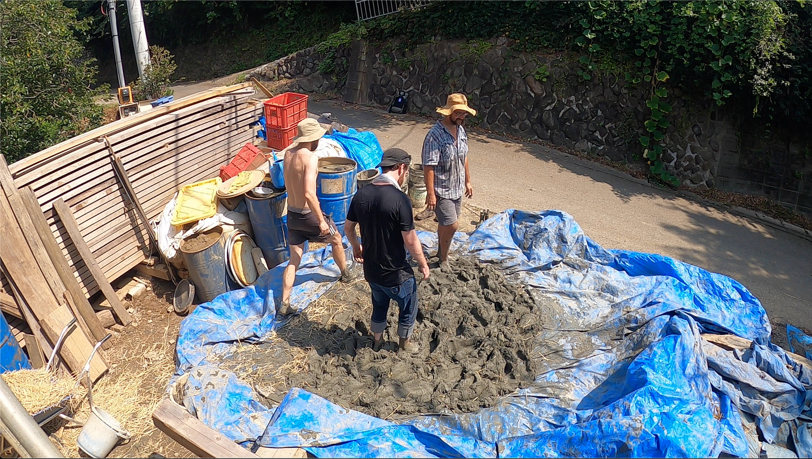 Making cob at Kasamatsu Farm