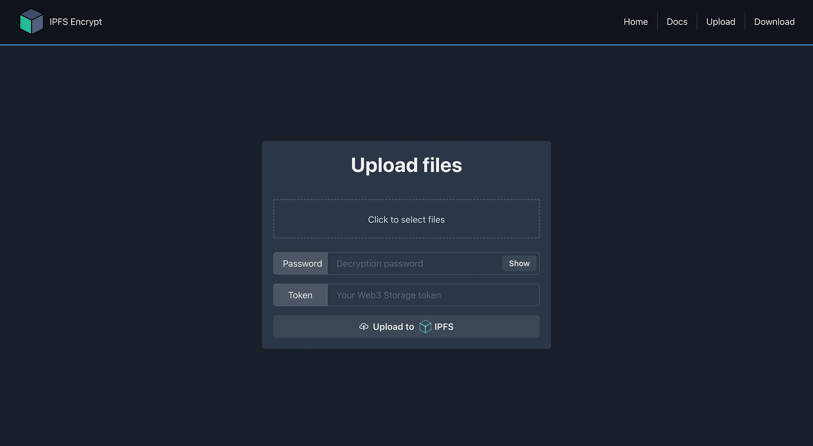 Uploading encrypted files to ipfs with password