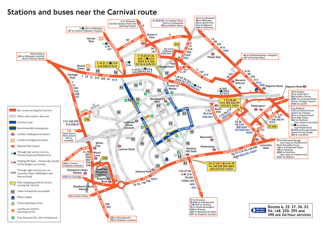 Getting the Tube during the Notting Hill Carnival Tube Map Medium