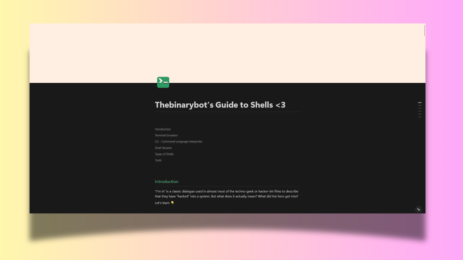 Thebinarybot’s Guide to Shells ❤