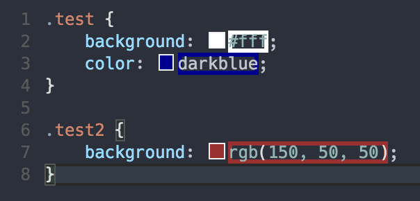 Highlight web colors in your editor screenshot