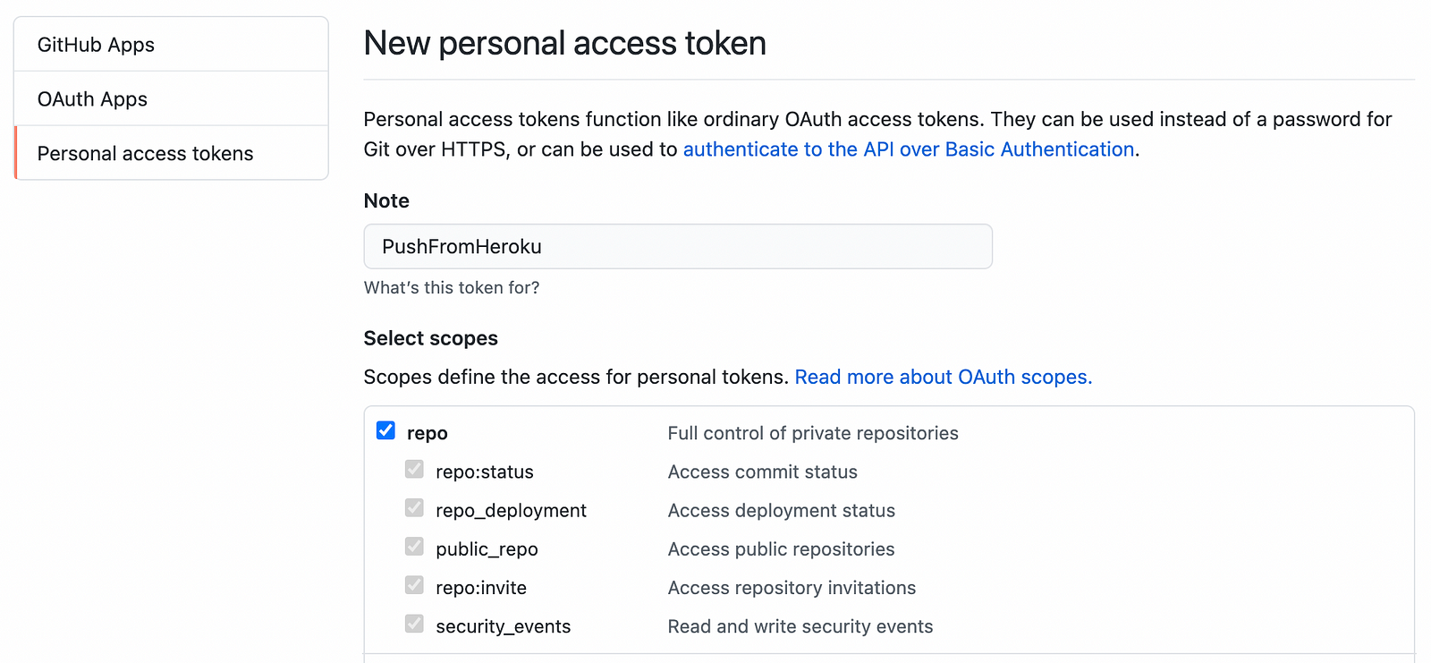 Create Personal Access Token screenshot (Image by author)