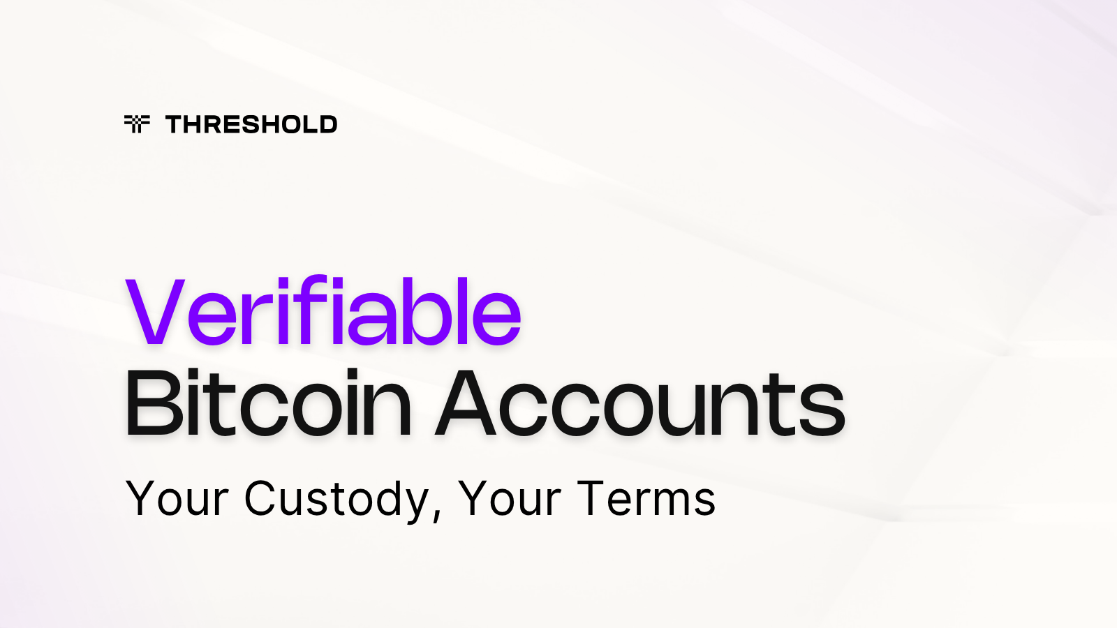 Verifiable Bitcoin Accounts: Bitcoin for Institutions. Your Custody, Your Terms.