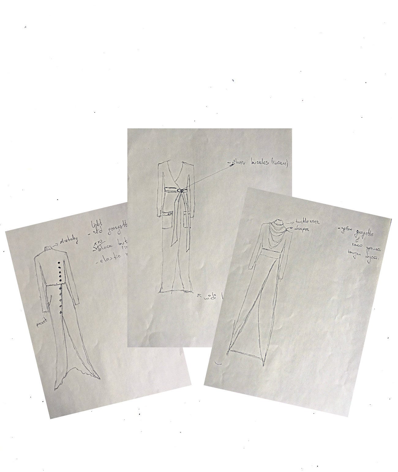 Design sketches for Bastet Noir's collection
