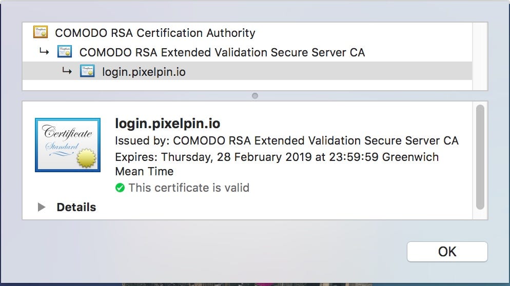 PixelPin EV Certification