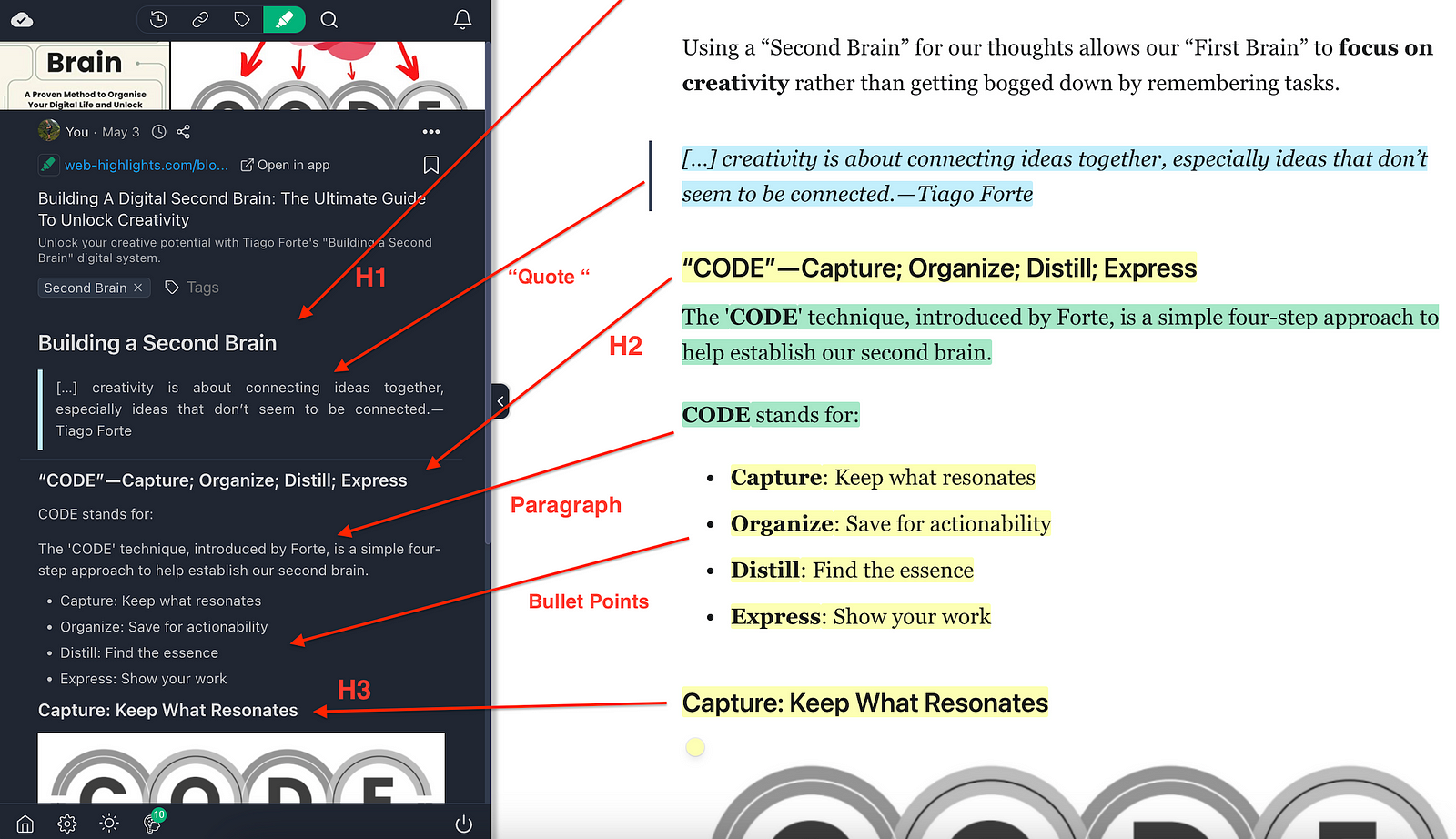 Formatted Highlighting with Web Highlights