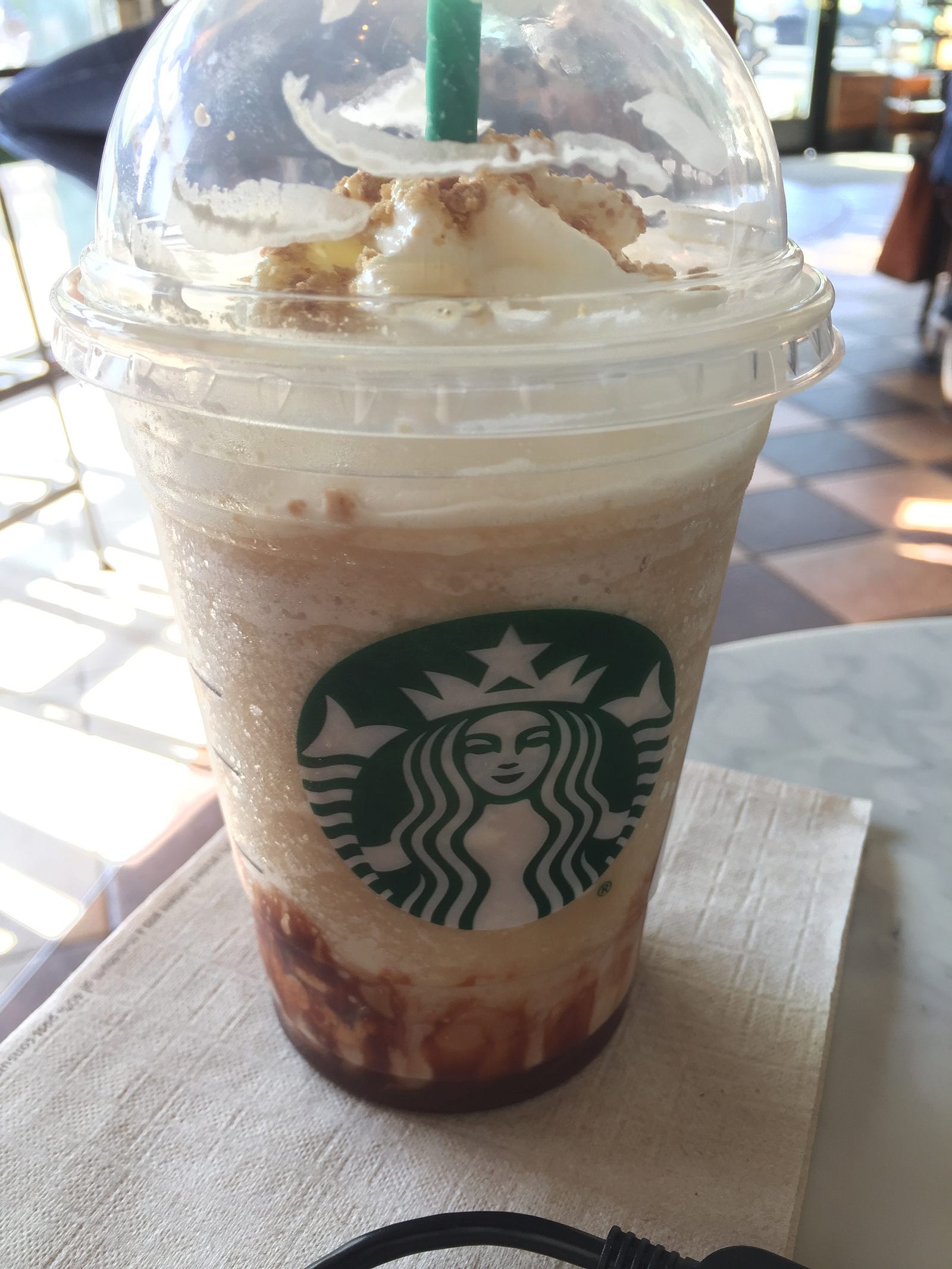 Starbucks S’mores Frappuccino Review A cup full of chocolate.