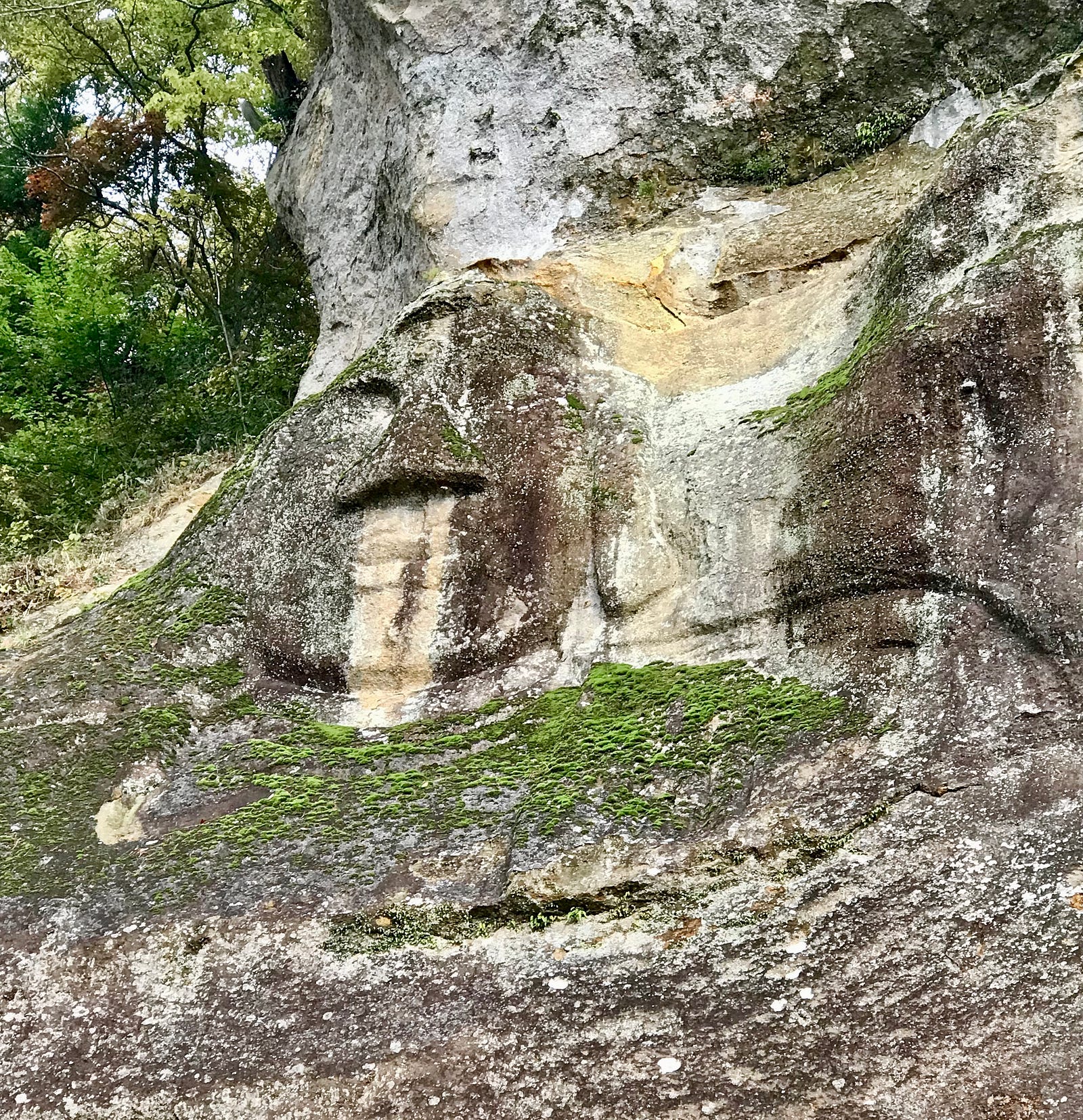 Takkoku Seikōji Temple's Ganmen Daibutsu is carved into a rockface.